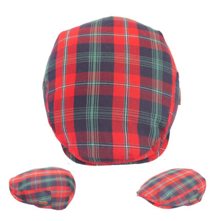 Mens Check Flat Cap UK, Flat Caps for Men UK, Men’s Flat Caps with Simple Design, Adjustable Newsboy Caps for Men, Grandad Hat