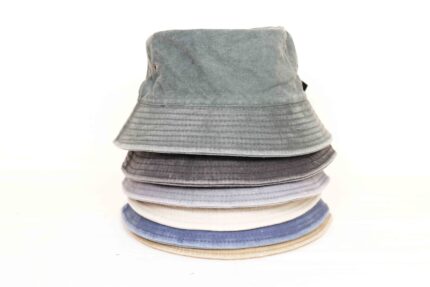 Bucket Hat, Wide Brim Washed Denim Cotton Outdoor Sun Hat Flat Top Cap for Fishing Hiking Beach Sports