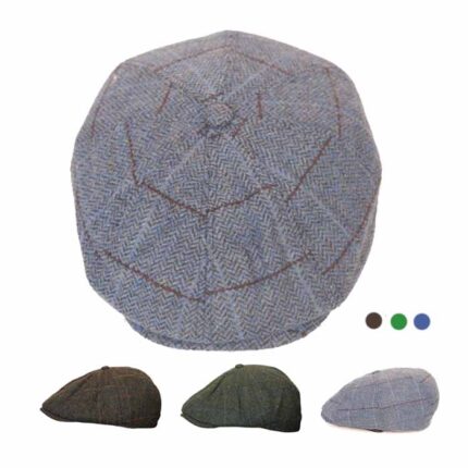 Mens Tweed Newsboy Cap Blinder Baker Boy Razor Flat Cap Grandad Hat 8 Panel