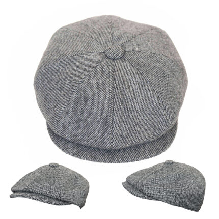 Shelby' Flat Cap Herringbone Vintage Style Baker Boy Cloth Hat Button Top