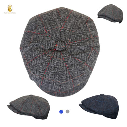 Newsboy Cap Retro Baker Boy  Men's Brown Grey Classic Baker Boy Style 8-Panel Tommy Baker Cap