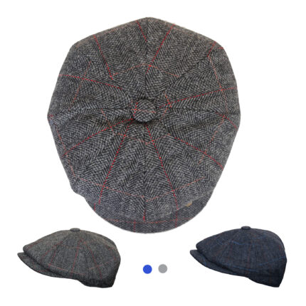 Newsboy Cap Retro Baker Boy  Men's Brown Grey Classic Baker Boy Style 8-Panel Tommy Baker Cap