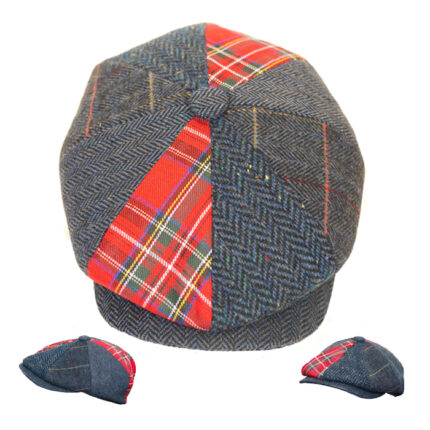 Patch Baker Cap for Men & Women- Wool & Polyester Newsboy Flat Cap in Plaid Pattern Style Mens Tweed Flat Cap for Any Occasion and Season