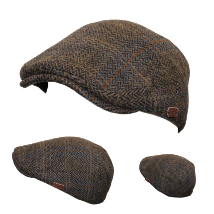 Men’s 100% Pure Wool Brown Flat hat Peak Adjustable Classic Material: 100% Wool