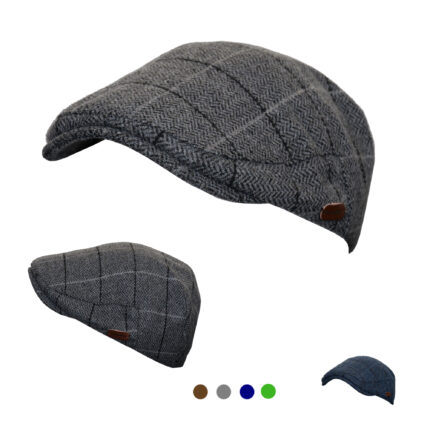 Men’s 100% Pure Wool  Adjustable Flat hat Peak Classic Material: 100% Wool Mens Hat