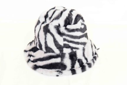 Zebra Color Winter Far Hat Winter Hat, Unisex Warm Fleece Lined Bucket, Women Faux winter hat