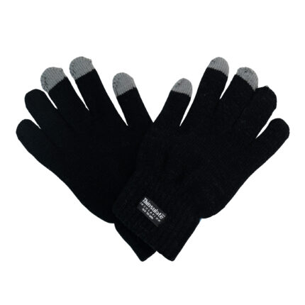 Plain Mobile Touch Screen Design  Black Unisex's Winter Gloves - Men's Women Fleece Lined, Soft, Warm Thermal, Daily Driving, Running,  Daily work, Cycling Gloves