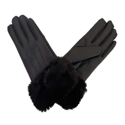 Women Winter Gloves - Fux Form Design Leather Style, Soft, Warm Thermal, Water Proof Winter Warm Thick Fluffy inside Gloves - Daily Driving, Running, Cycling Gloves