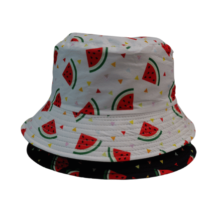 Water Melon Bucket Hat, Wide Brim Full Outdoor Sun Hat Flat Top Cap for Fishing Hiking Beach