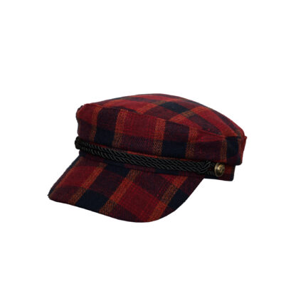 Dark Red Women Captain Cap,  Casual Cap, Dim Color Red Check style