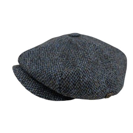 Scott&Gibson Harris Tweed Baker Boy Cap British Made Arran Traditional Grey Teal Mix Cap 100% Wool in 5 Sizes Outer Hebrides of Scotland