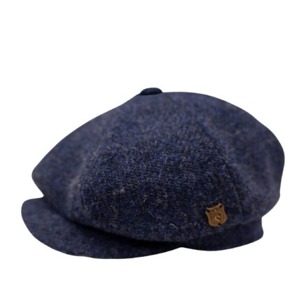 Scott&Gibson Harris Tweed Baker Boy CapBritish Made Arran Traditional Blue Light Cap 100% Wool in 5 Sizes Outer Hebrides of Scotland