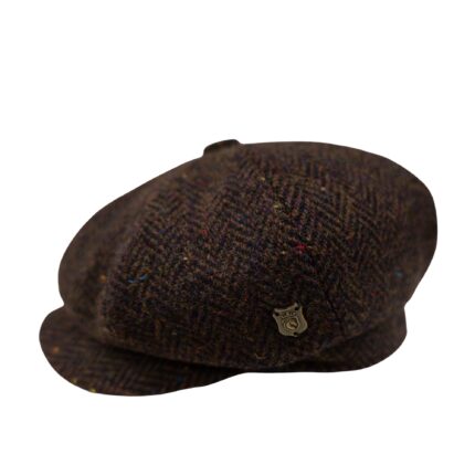 Scott&Gibson Tweed Baker Boy Cap  British Made Arran Traditional Brown Herringbone Cap 100% Wool in 5 Sizes Outer Hebrides of Scotland