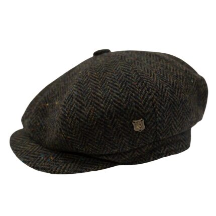 Scott&Gibson Tweed Baker Boy Cap  British Made Arran Traditional Olive Green Herringbone Cap 100% Wool in 5 Sizes Outer Hebrides of Scotland