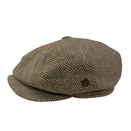 Scott&Gibson Tweed Baker Boy Cap  British Made Arran Traditional Beige Herringbone Cap 100% Wool in 5 Sizes Outer Hebrides of Scotland