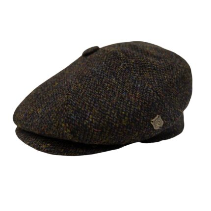 Scott&Gibson Harris Tweed Baker Boy Cap  British Made Arran Traditional Dark Brown Cap 100% Wool in 5 Sizes Outer Hebrides of Scotland