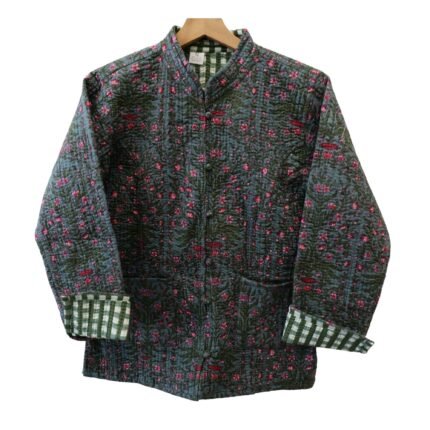 Print Jacket – Handmade Dark Green Velvet Coat 100% Cotton , Reversable  Indian Made -Soft and light weight