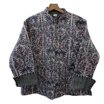 Quilted Jacket – Handmade Pink Green Velvet Coat 100% Cotton , Reversable  Indian Made -Soft and light weight