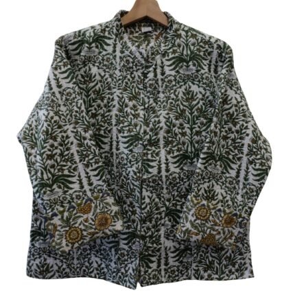 Quilted Jacket – Handmade Army Green Velvet Coat 100% Cotton , Reversable  Indian Made -Soft and light weight