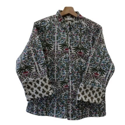 Quilted Jacket – Handmade Army Green Velvet Coat 100% Cotton , Reversable  Indian Made -Soft and light weight