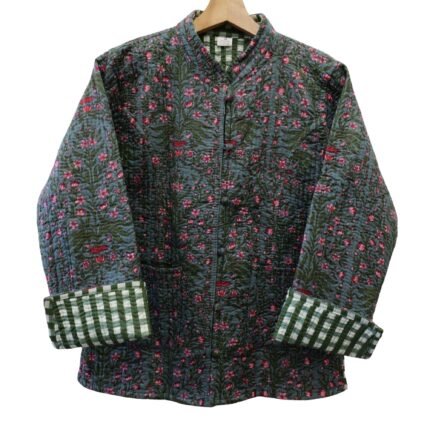 Quilted Jacket – Handmade Velvet Coat 100% Cotton , Reversable  Indian Made -Soft and light weight