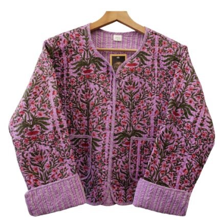 Quilted Jacket – Handmade Light Pink Velvet Coat 100% Cotton , Reversable  Indian Made -Soft and light weight