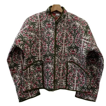 Quilted Jacket – Handmade Velvet Coat 100% Cotton , Reversable  Indian Made -Soft and light weight