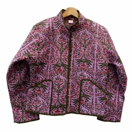 Quilted Jacket – Handmade Pink Purple Velvet Coat 100% Cotton , Reversable  Indian Made -Soft and light weight