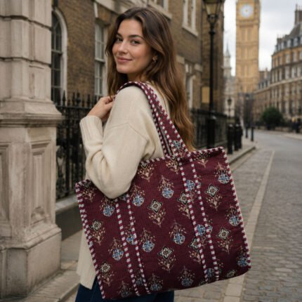 100% Cotton Bag Handmade Notting Hill Quilted Reversible Tote, Shopping and Travels Gift Bags