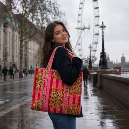 100% Cotton Bag Handmade Notting Hill Quilted Reversible Tote, Shopping and Travels Gift Bags